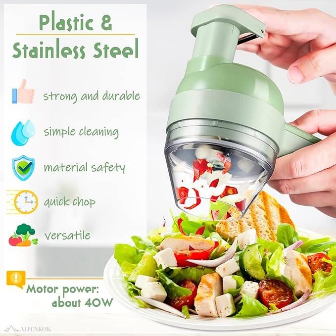 Chop, Slice & Mix in Seconds — 4 in 1 Electric Cutter
