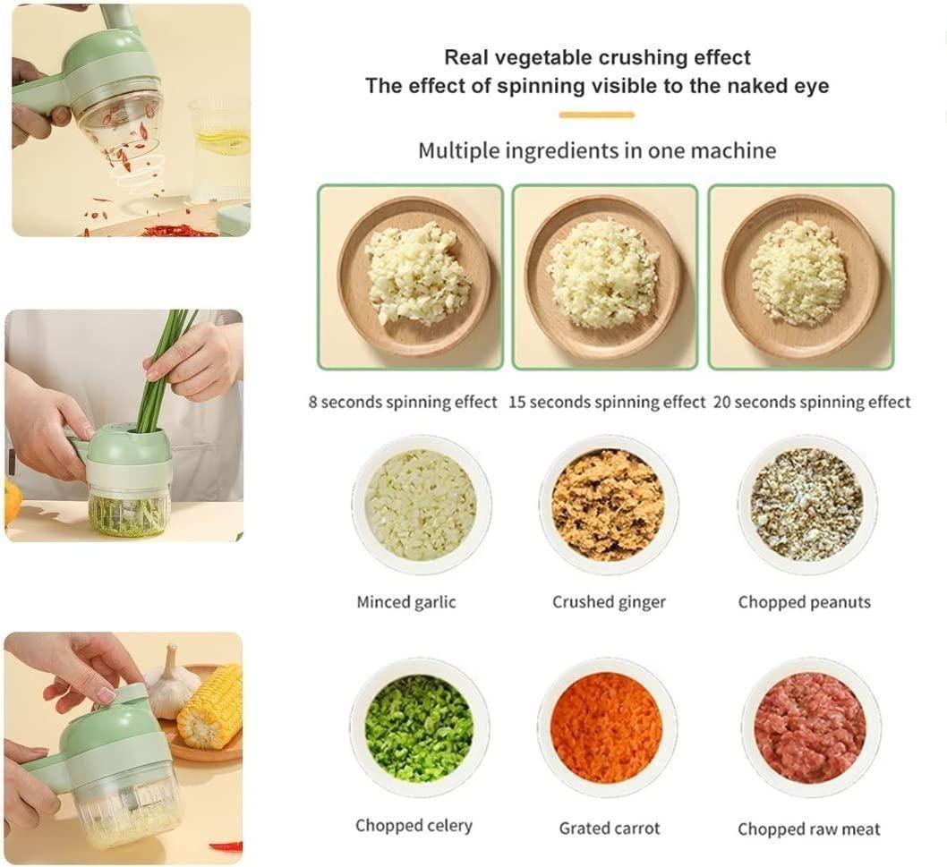 Chop, Slice & Mix in Seconds — 4 in 1 Electric Cutter