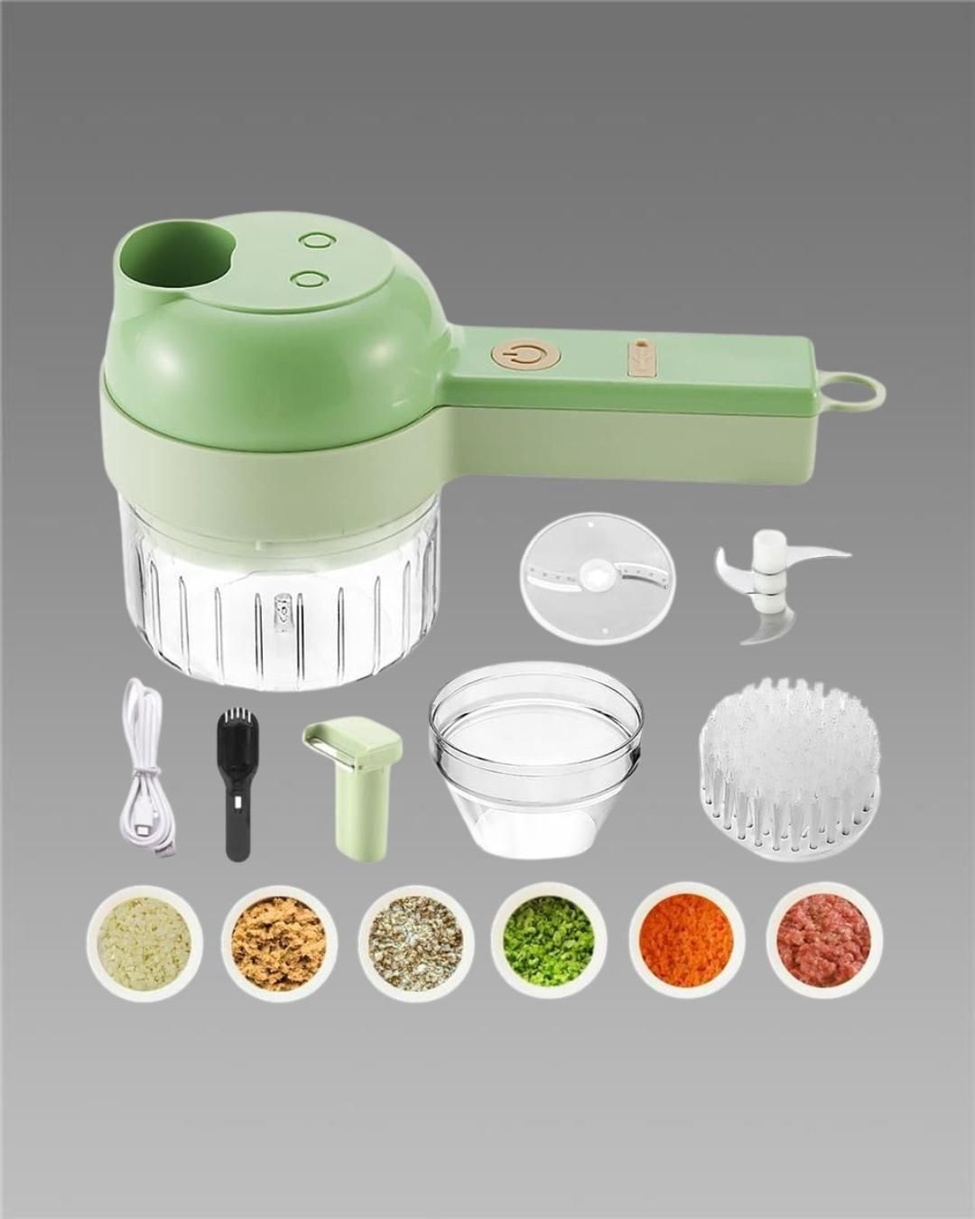 Chop, Slice & Mix in Seconds — 4 in 1 Electric Cutter