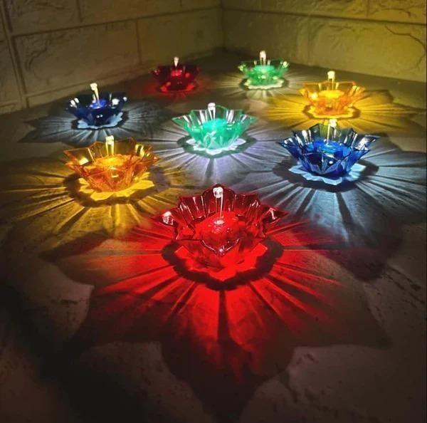 Dazzling 3D Reflective Diya Set | Reusable Colourful Festival Decor (Pack of 4/12/24)